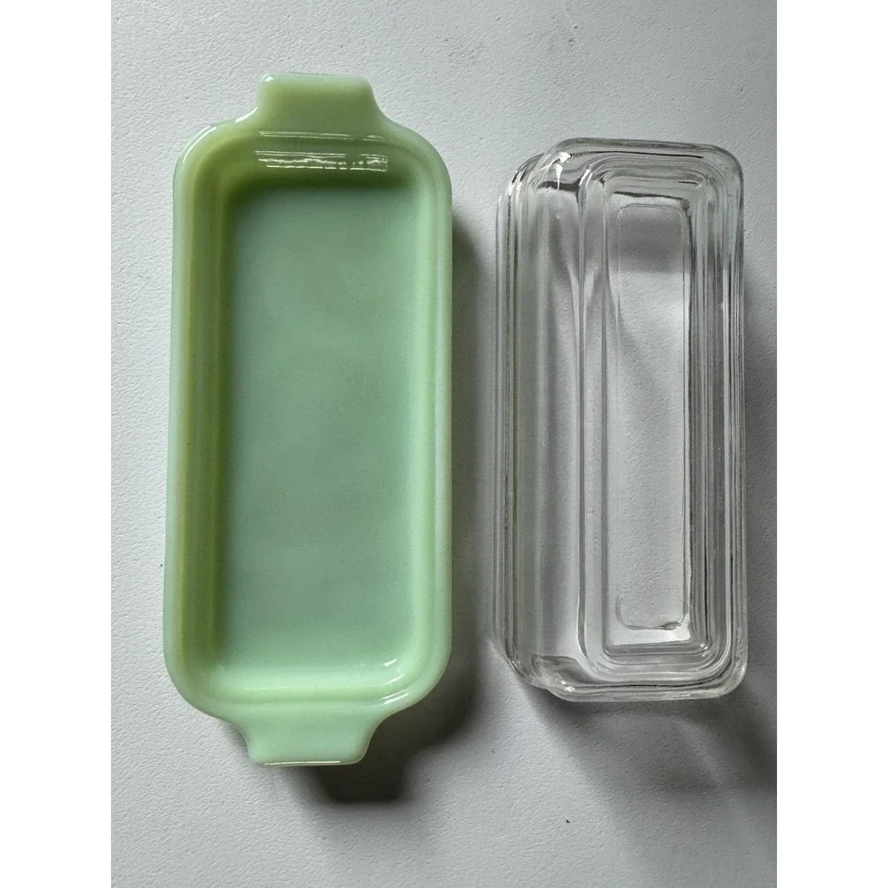 Fire King Jade 1/4 Lb Butter Dish with Lid Made In USA Vintage Oven Ware